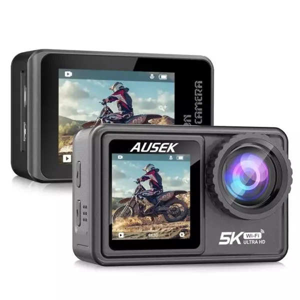 Ausek AT-S81TR Waterproof Dual Display 5K Action Camera With Filter